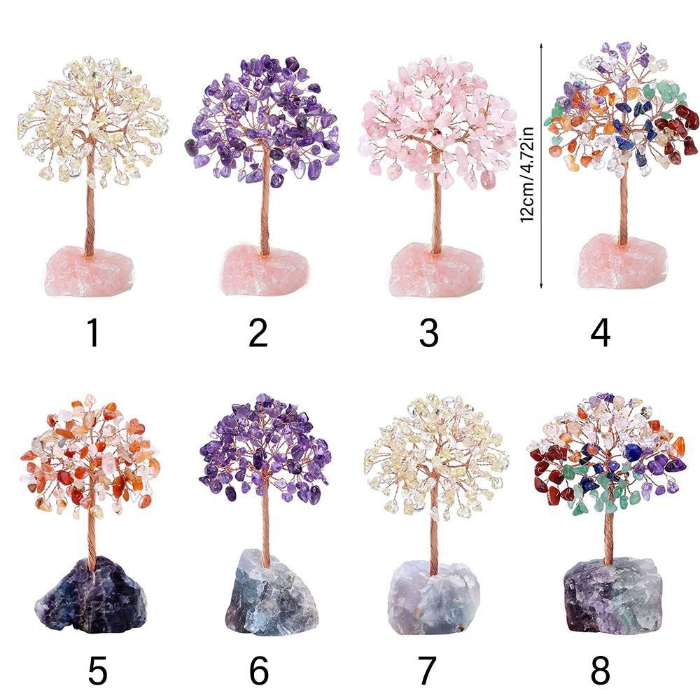 Natural Crystal Bonsai Money Tree Ornament GoodLuck Wealths Home Office Decor UK