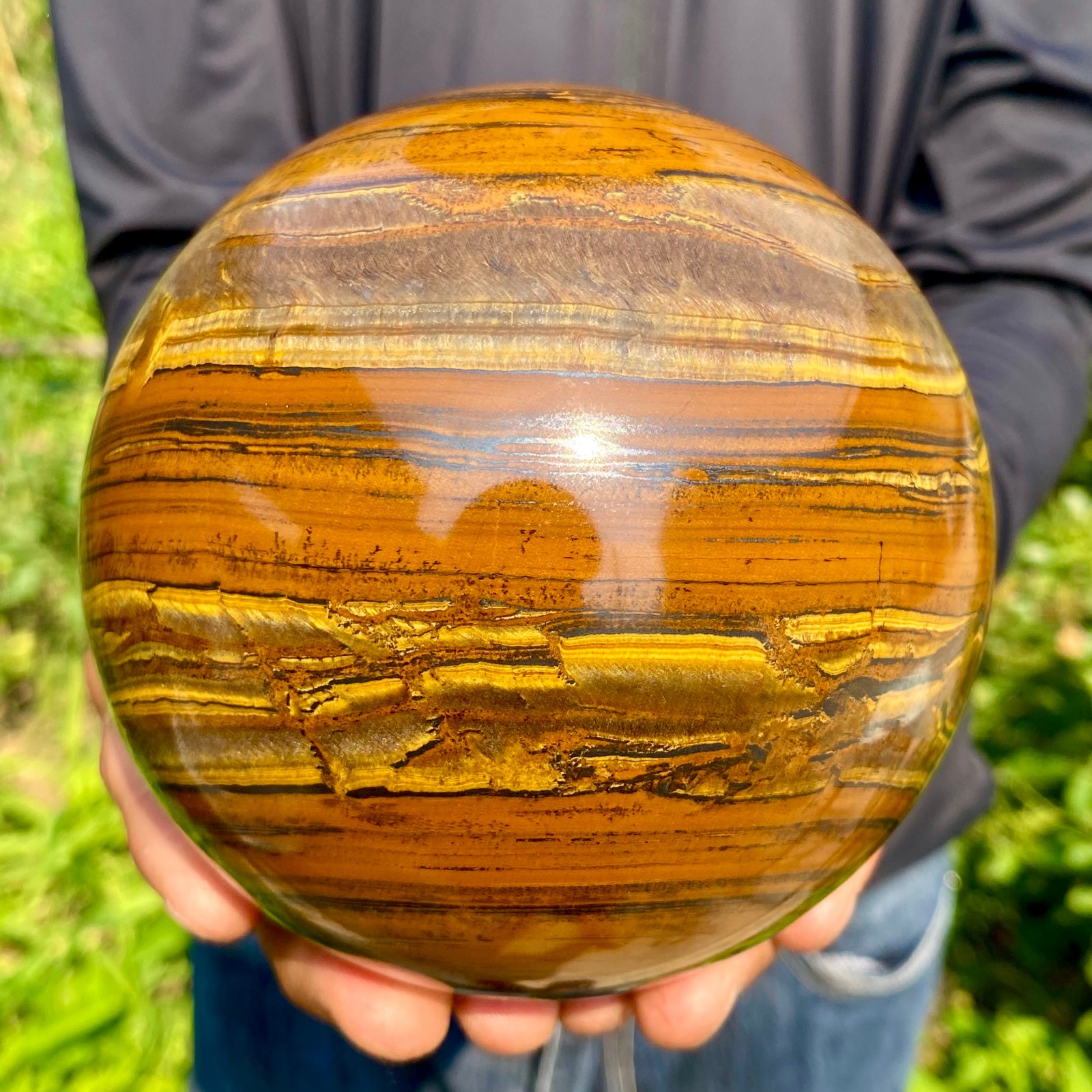 5.37LB Large Natural Tiger Eye Stone Crystal Ball Quartz Healing Sphere Décor