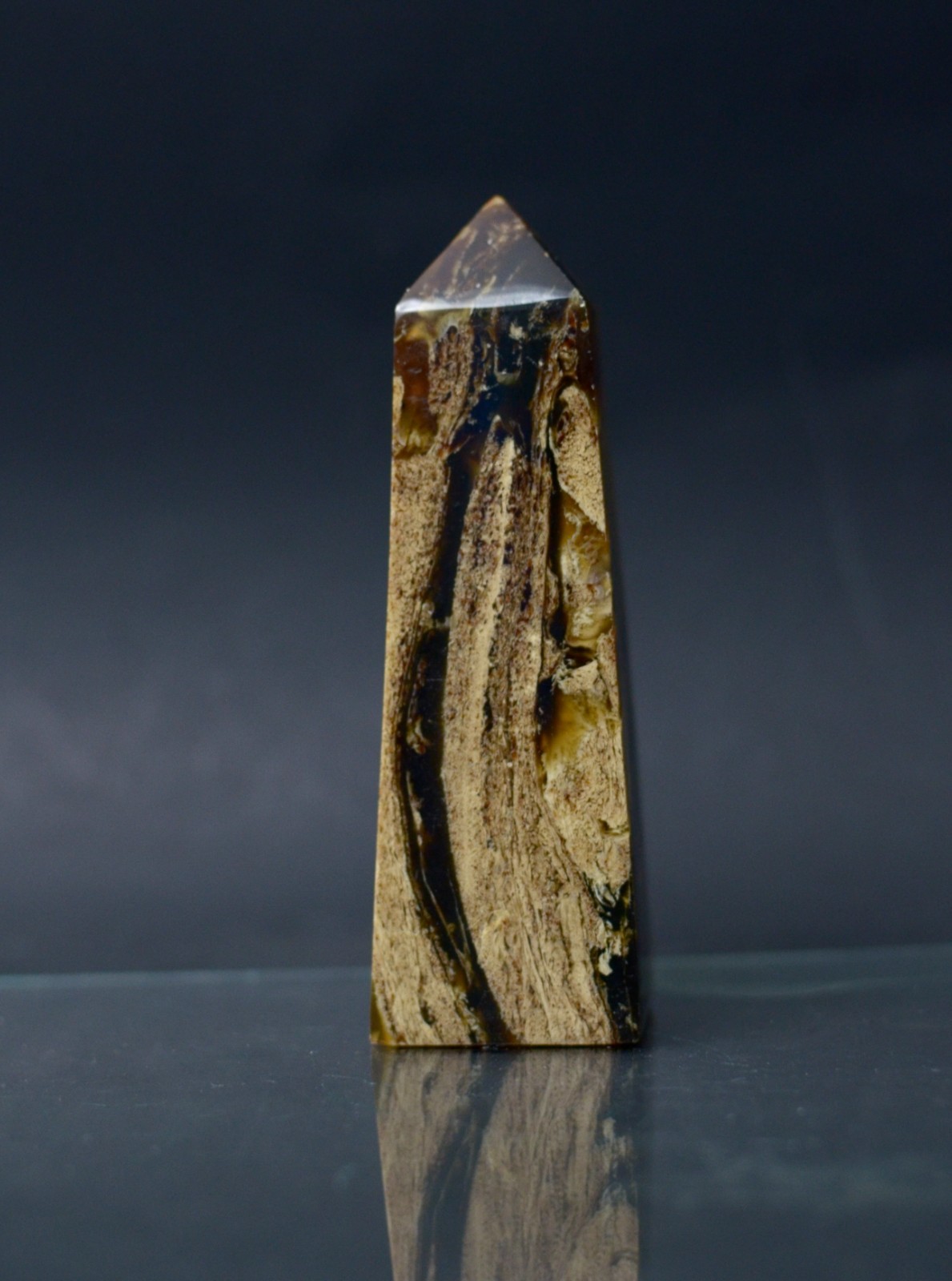 Sumatran Blue Amber Tower | Rare UV Reactive Polished Amber INDONESIA BA200