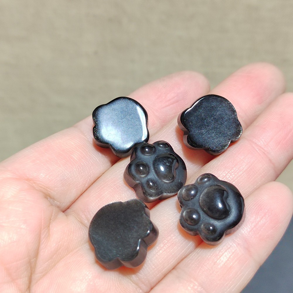 5pcs Natural Silver Obsidian Cat Claw Skull Carved Quartz Crystal Skull healing