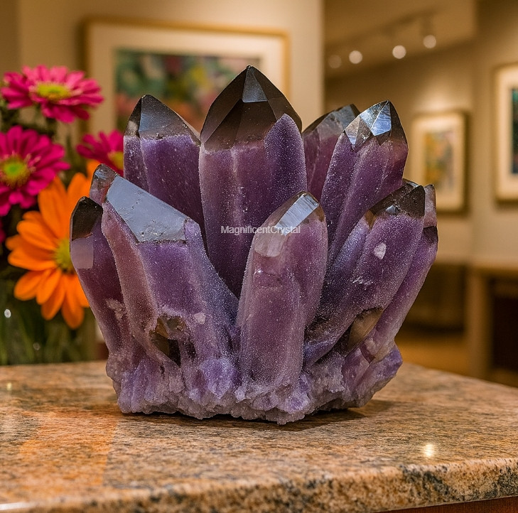 700G Dark Amethyst Cluster Rare Geode Crystal Stone Healing Mineral Specimens
