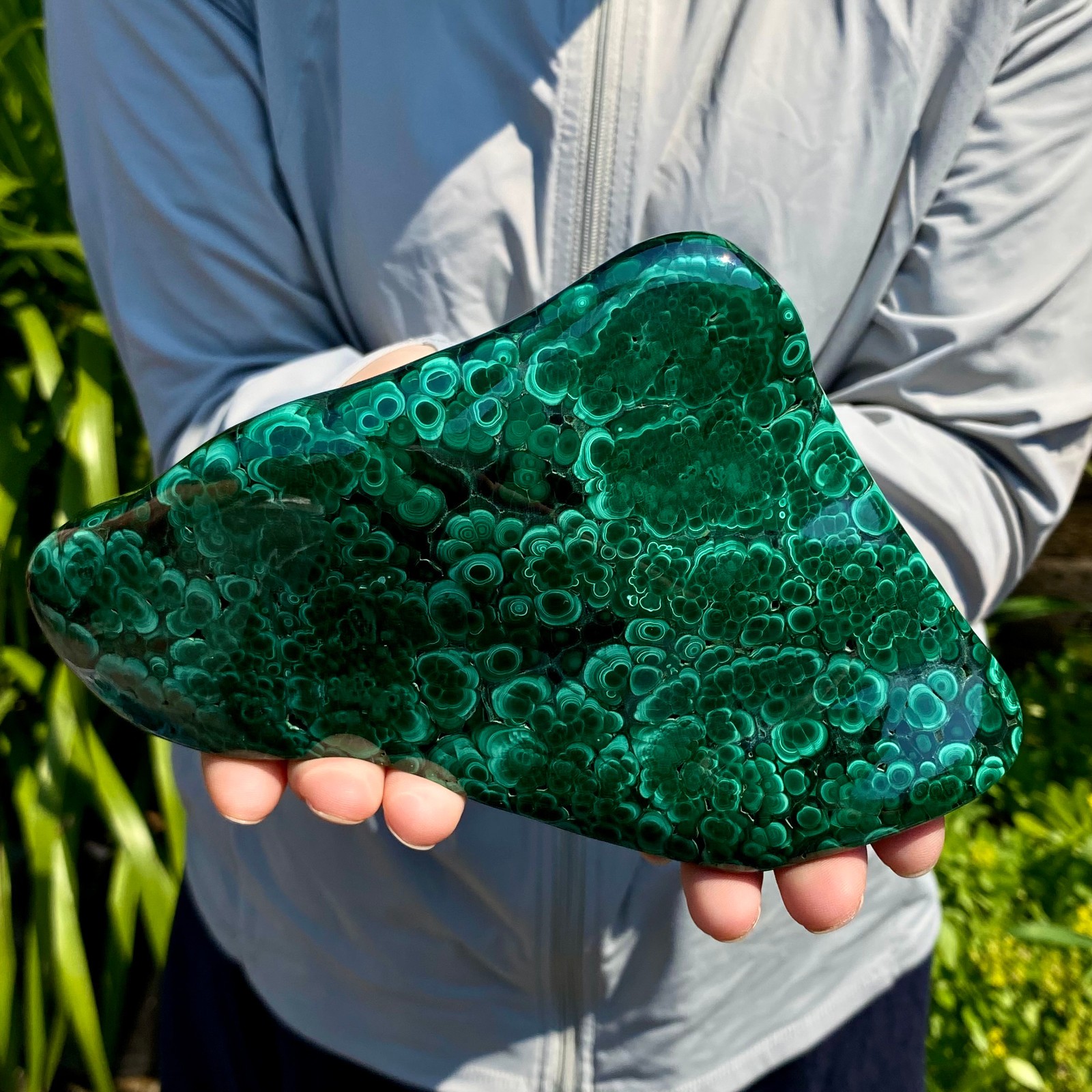 2.2LB Natural glossy Malachite transparent cluster rough mineral sample