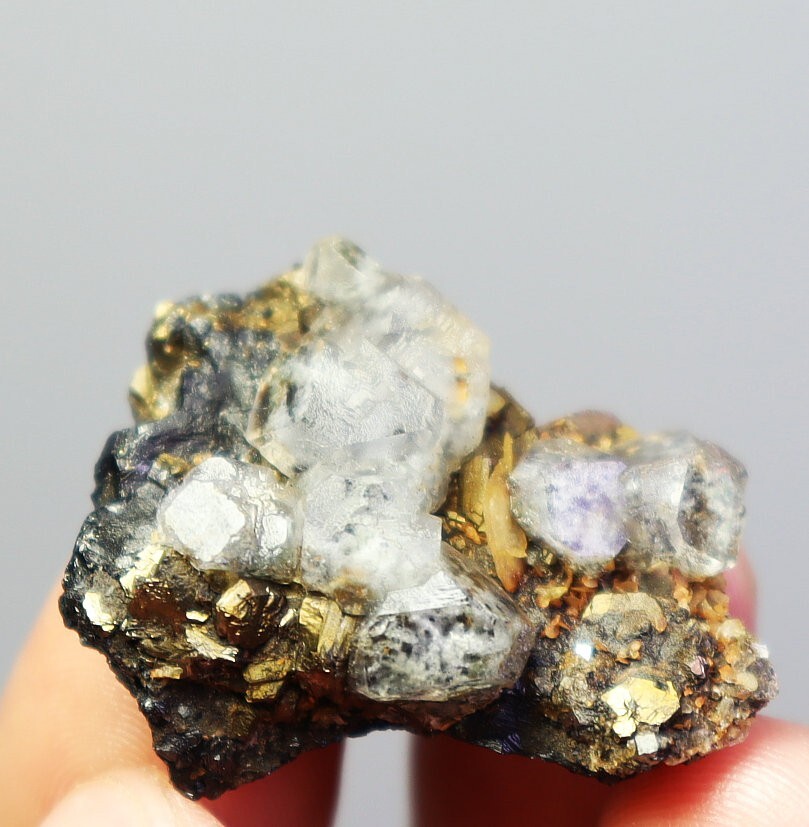 Natural Fluorite Phantom Siderite Pyrite Cassiterite Crystal Mineral Specimen