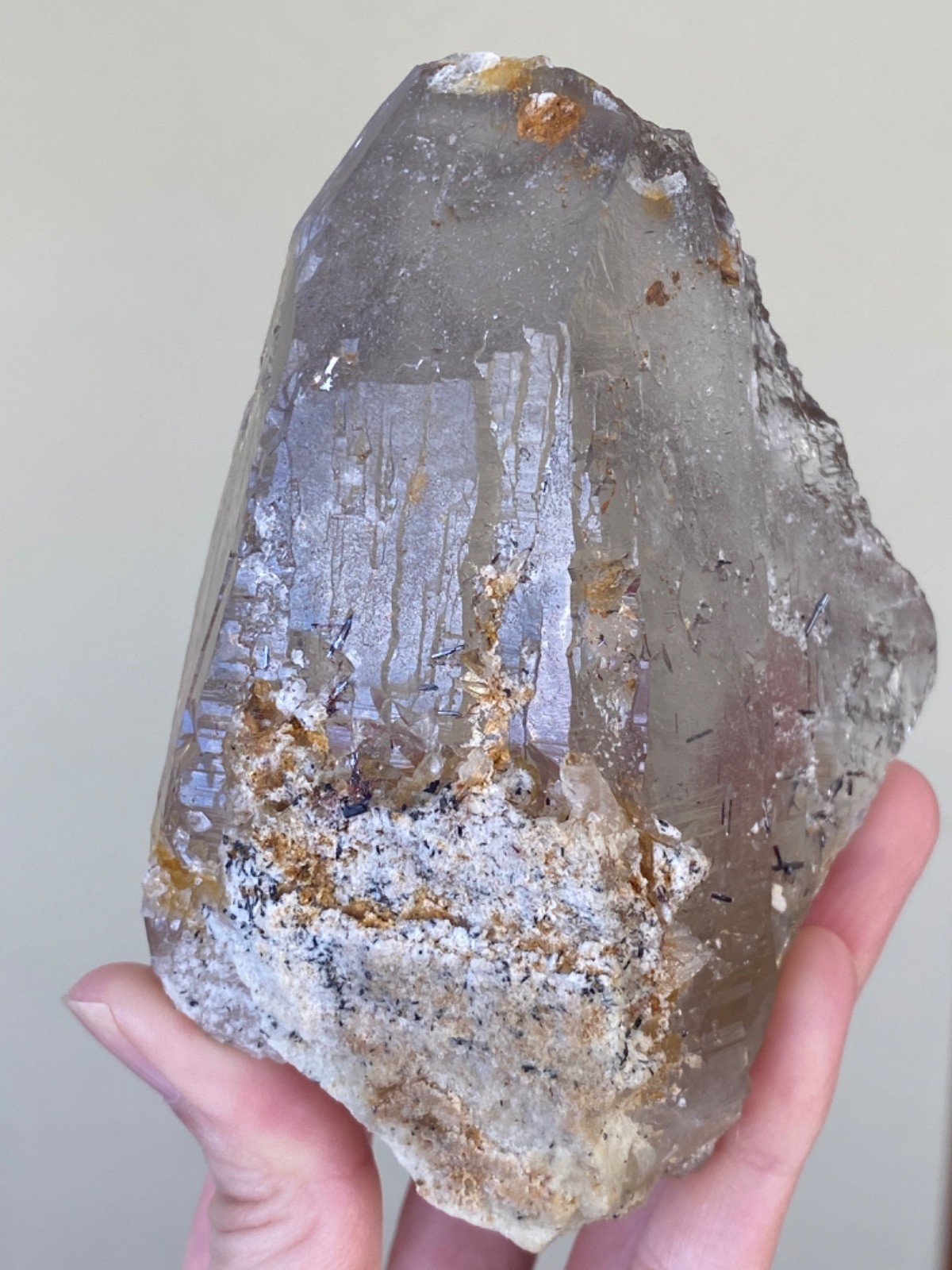 Rare Black Tourmaline & Feldspar on Himalayan quartz crystal quartz specimen
