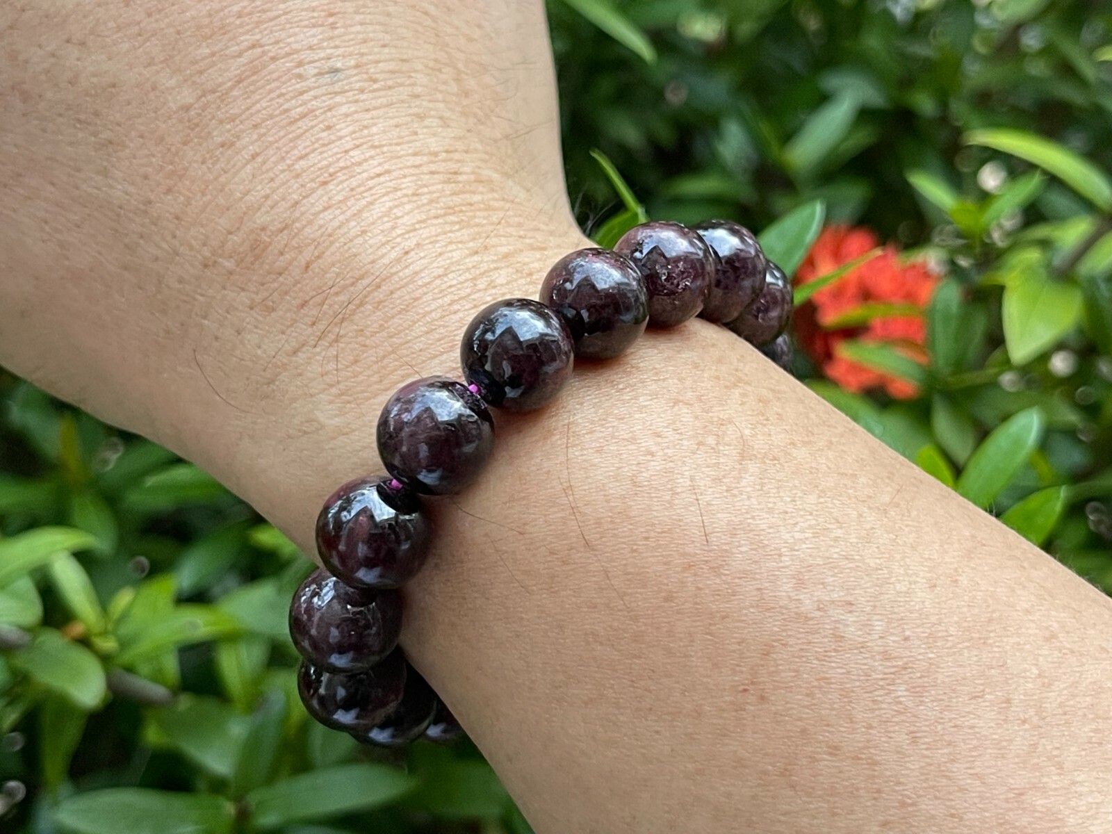 Grade A++ Garnet Crystal Bead Bracelet 12mm, Genuine Garnet Gemstone Bracelet
