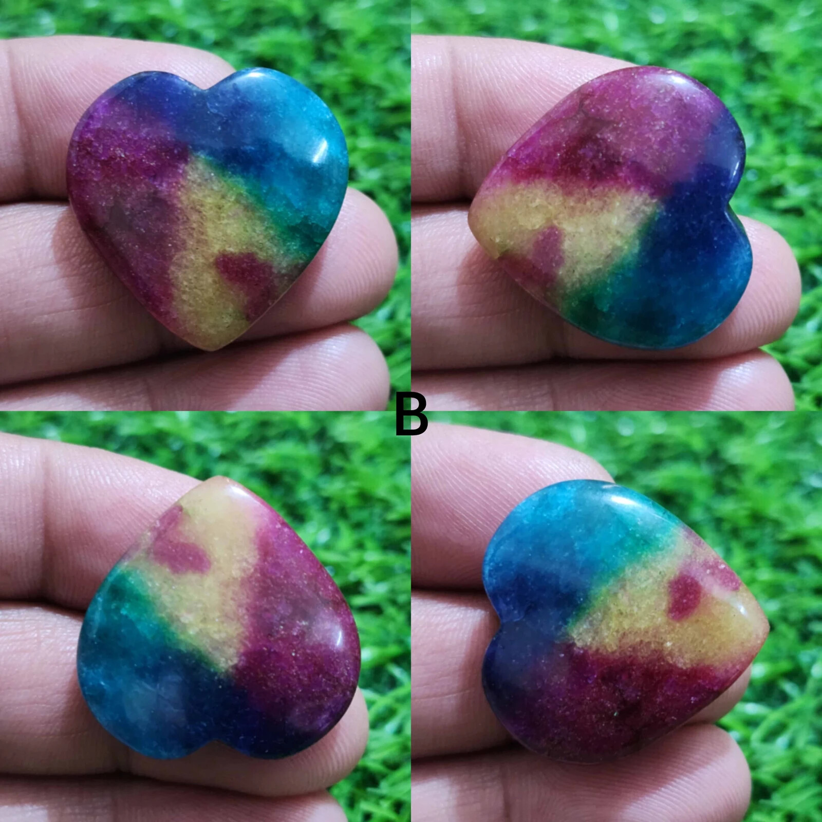 Top Rainbow Solar Quartz Heart Shape Cabochon Loose Gemstone For Making Jewelry