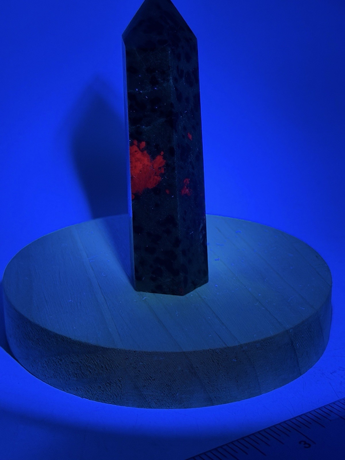 3 In Ruby Zoisite Tower Point Natural Crystal UV Reactive