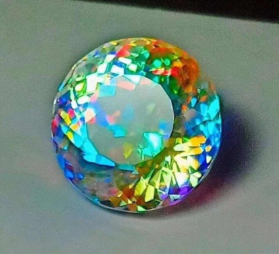 40+ Ct Dazzling Round Cut Rainbow Mystic Topaz Certified Loose Gemstone