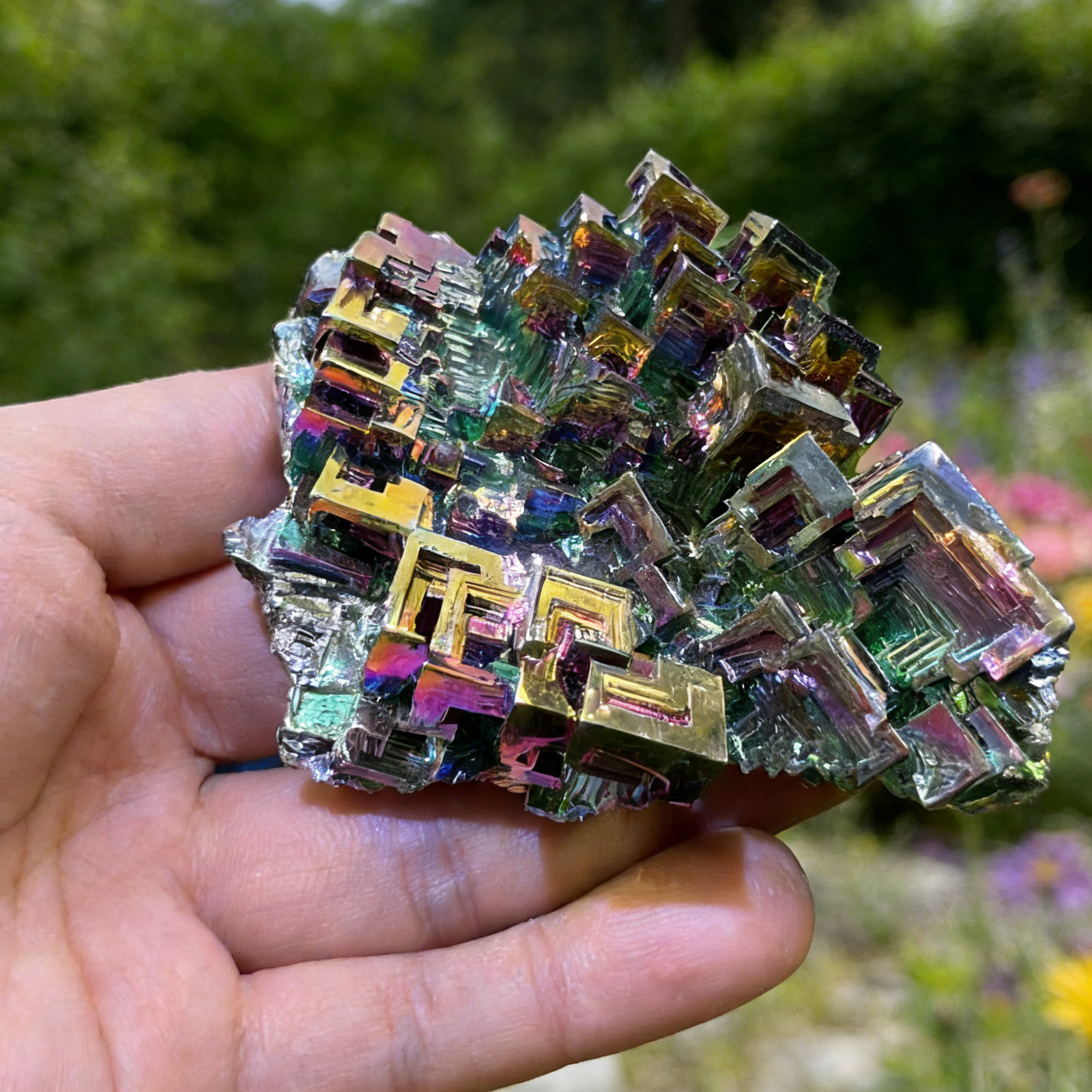 Natural Stone Bismuth Rainbow Aura Charm Specimen Crystal Cluster Reiki specimen