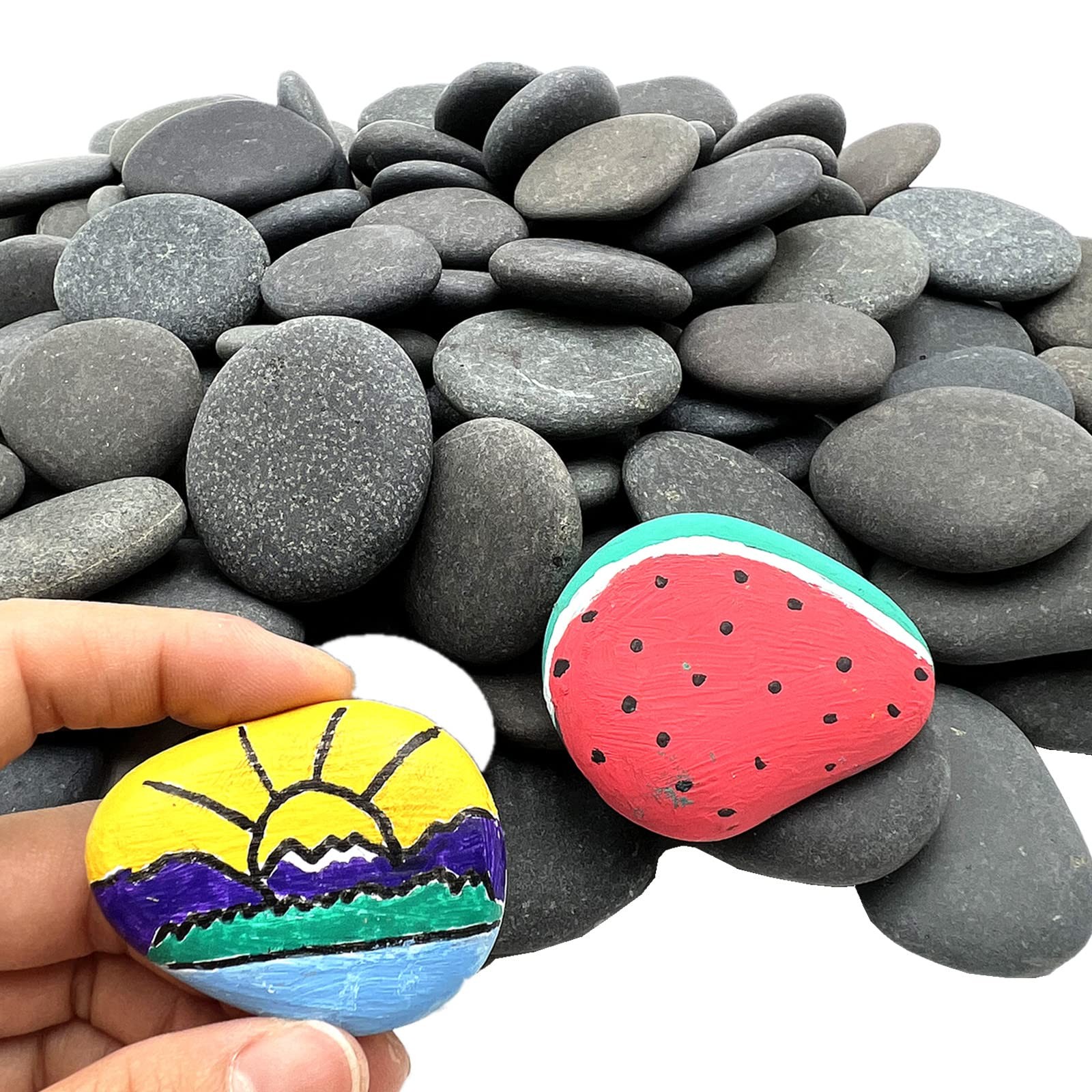 100 PCS Rocks Bulk for Painting Natural River DIY Rocks Flat & Smooth Kindnes
