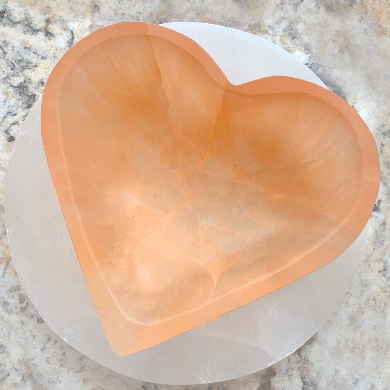 XL Selenite “Charging” Bowl Heart Peach Crystal Stone Reiki CHARGED Healing Clea