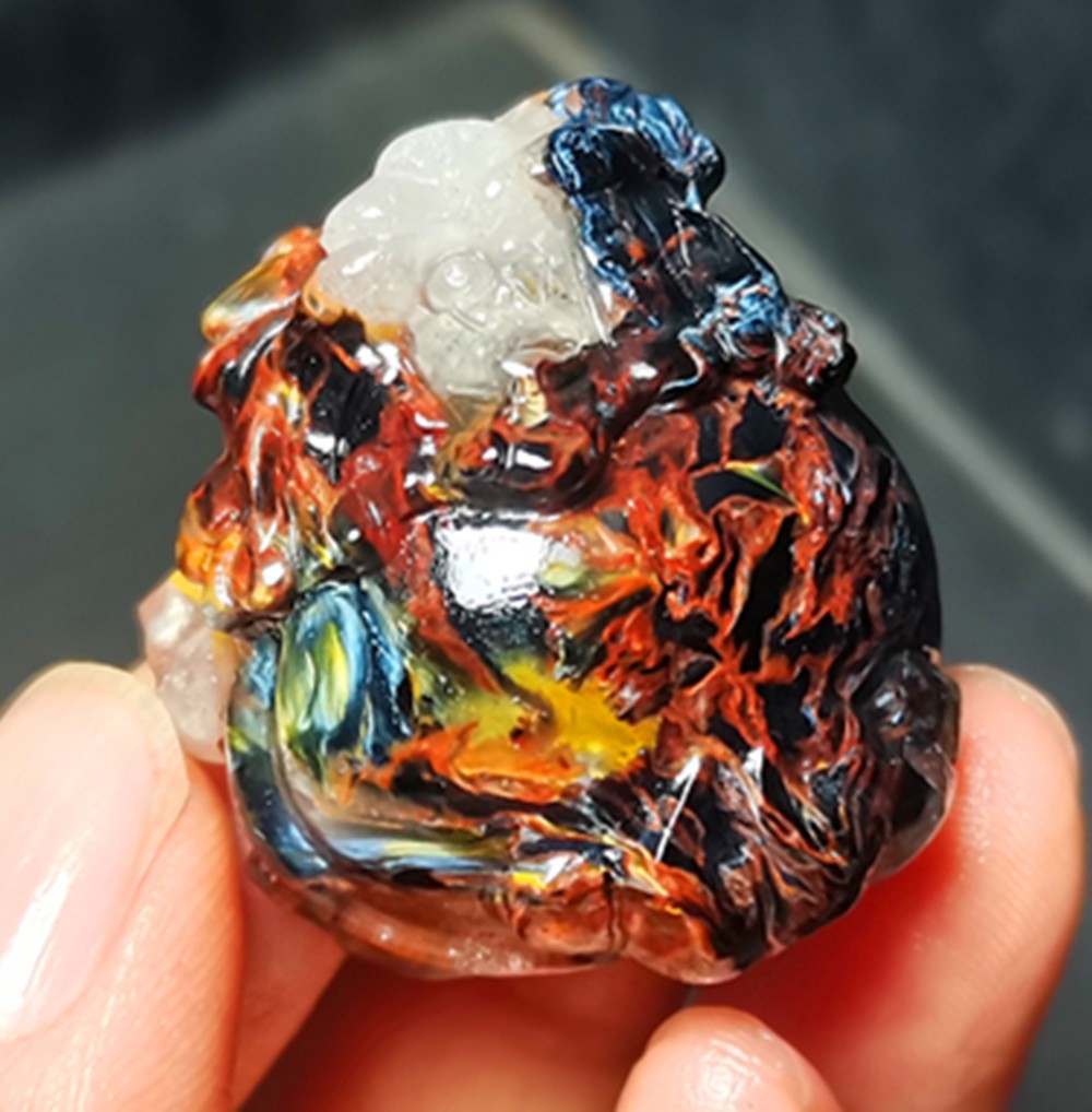 34.3g Natural Namibia ” Pietersite” Gemstone Hand-carved Dragon Tortoise WYY3865