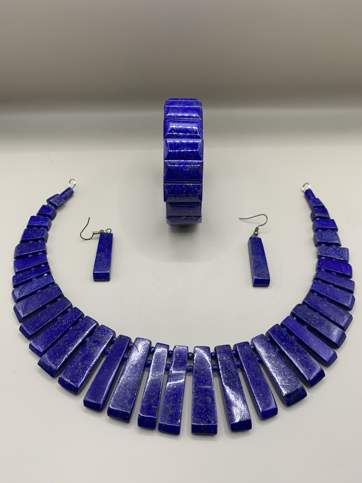 Natural Lapis Lazuli Handmade Jewelry Set Necklace Bracelet Earrings
