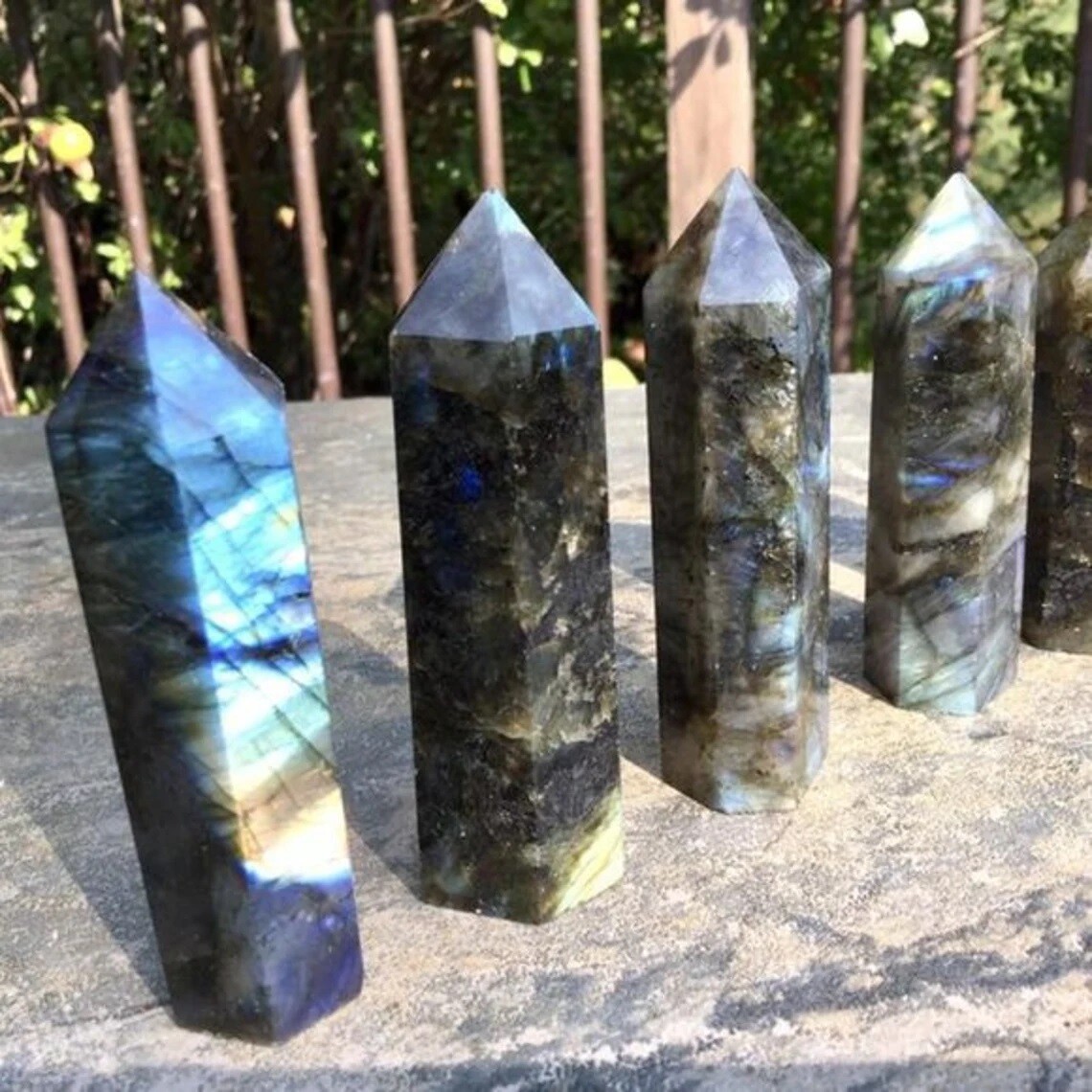 Labradorite Stone Tower Single Point Wand Sky Night Crystal Obelisk Home Decor
