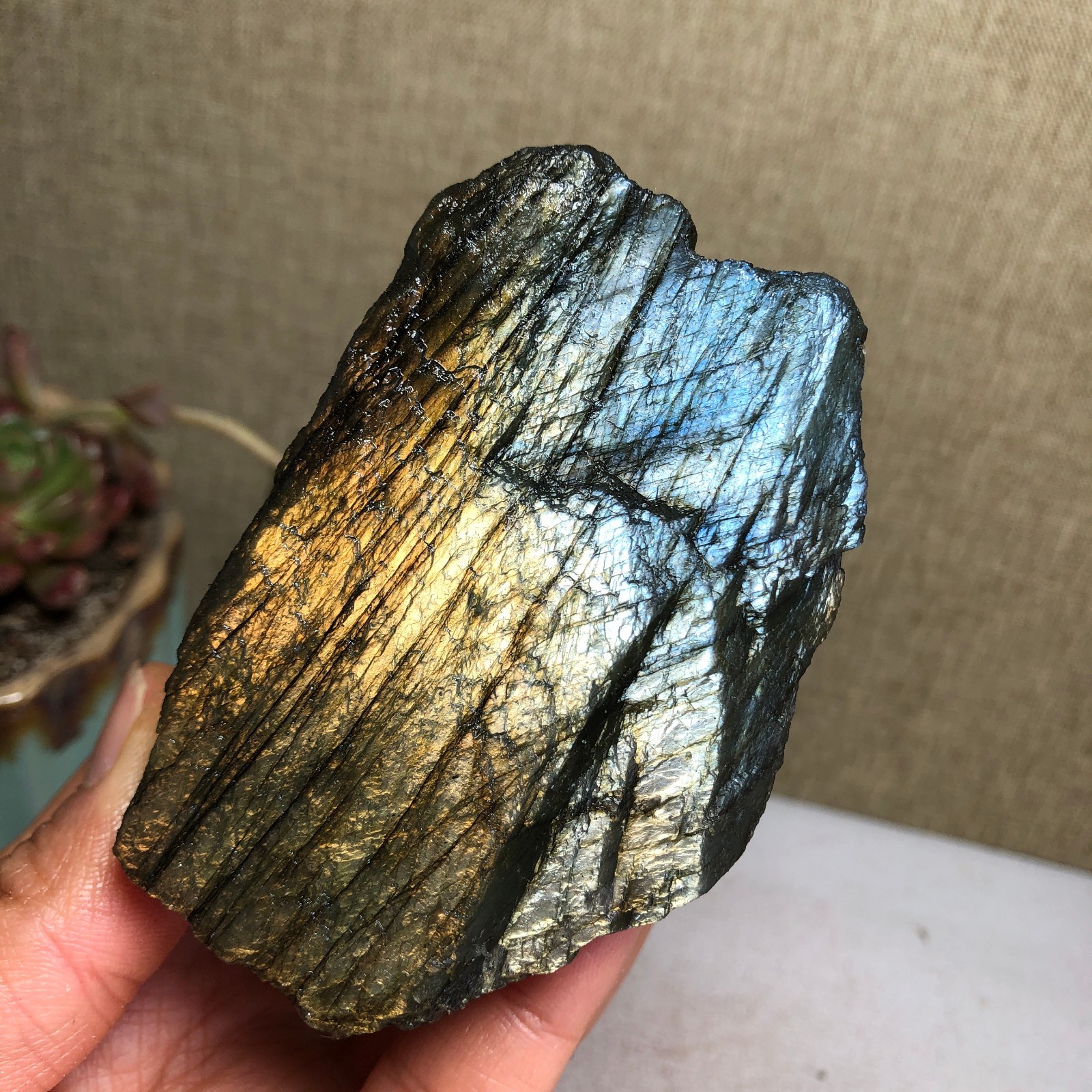 77-70-54mm Natural Labradorite Crystal gemstone Rough Mineral Specimen A4419