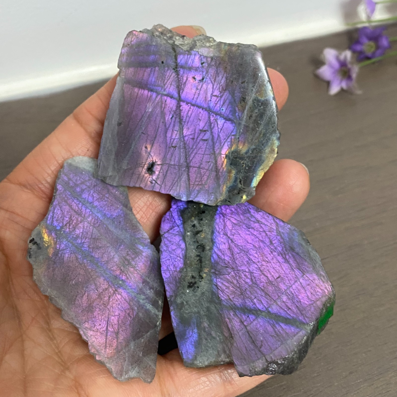 131g 3Pcs Top Labradorite Crystal Stone Rough Mineral Specimen Healing