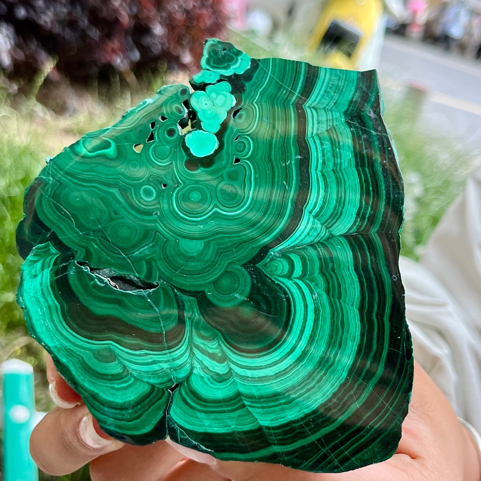 525 g Malachite Polished Slab Green Banded Agate Look Mineral Specimen Reiki
