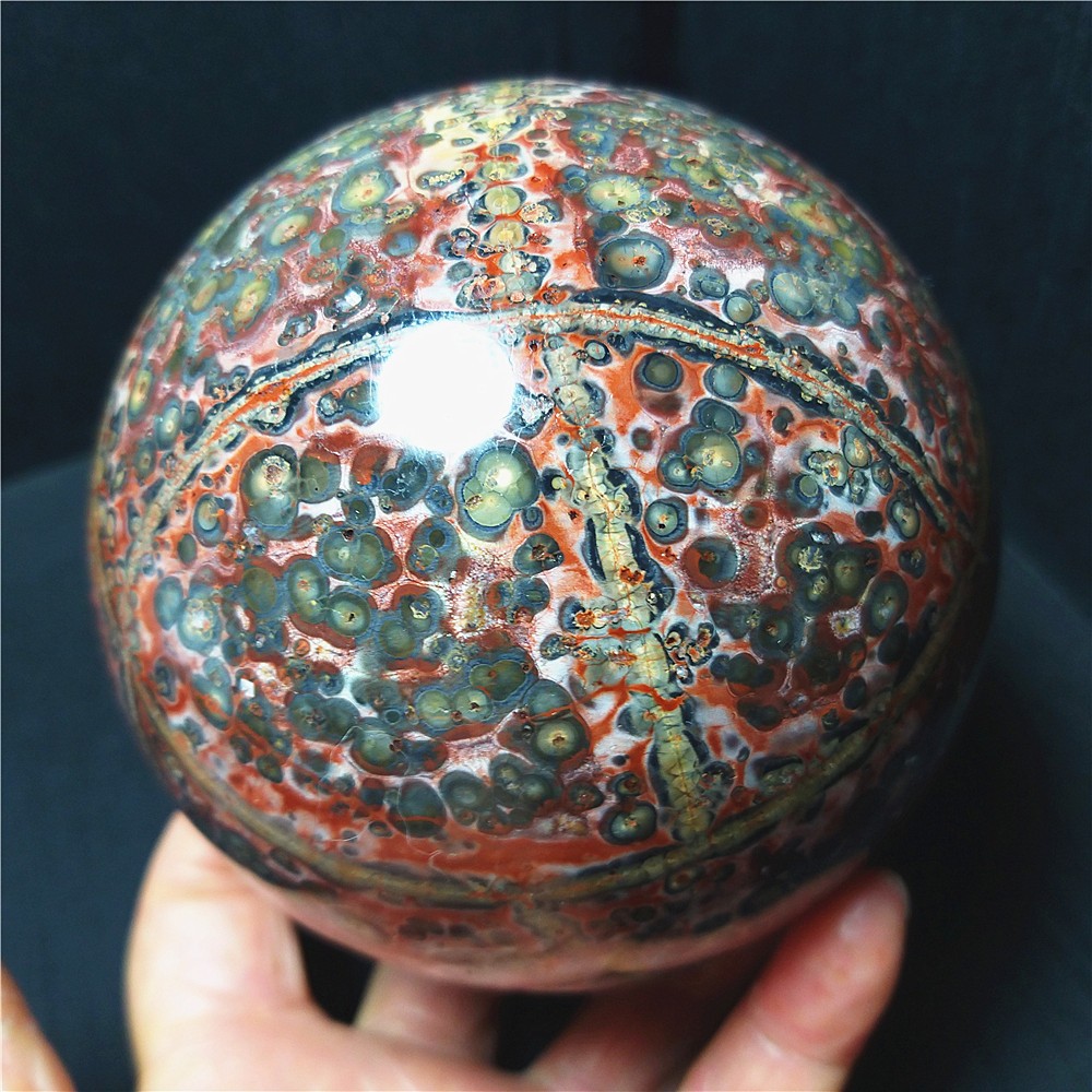 RARE 1186G Natural Polished Colorful Agate Crystal Ball Healing Madagascar A4897