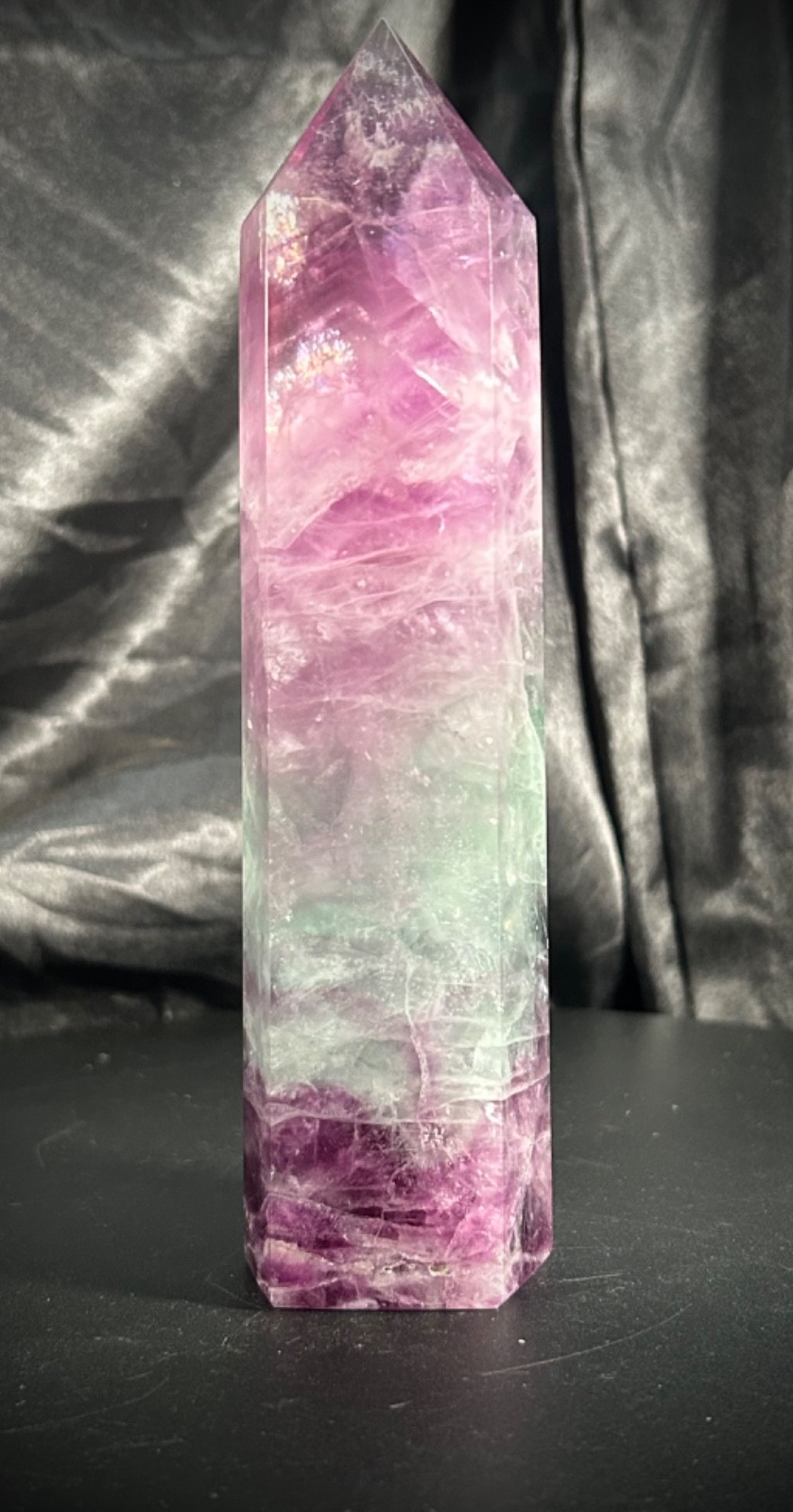 6.5″ Colorful Rainbow Fluorite Tower 1lb 4.1oz (570 grams)