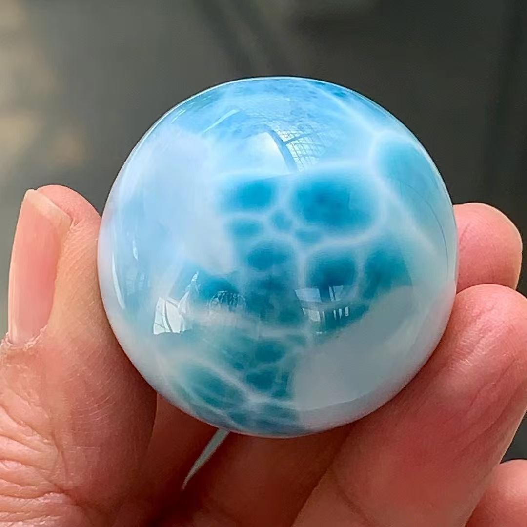36mm Natural Larimar Gemstone sphere quartz polished ball Reiki energy