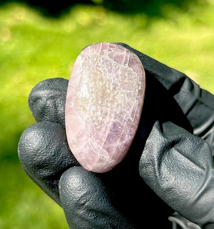 Handmade Polished Purple ANGELITE ANHYDRITE Rare Crystal Palm Stone MADAGASCAR
