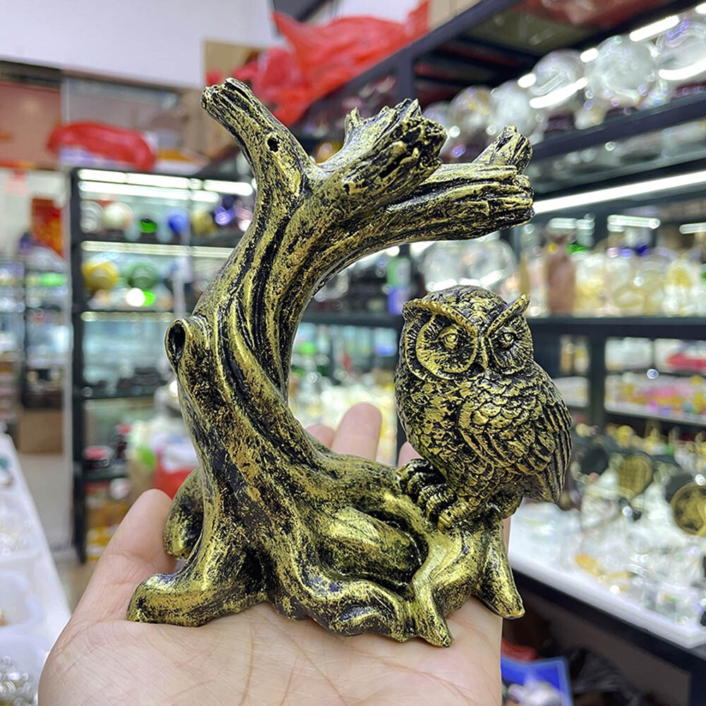 5 Colors Owl Resin Sphere Holder Stand Base Natural Crystal Ball Hand Decoration