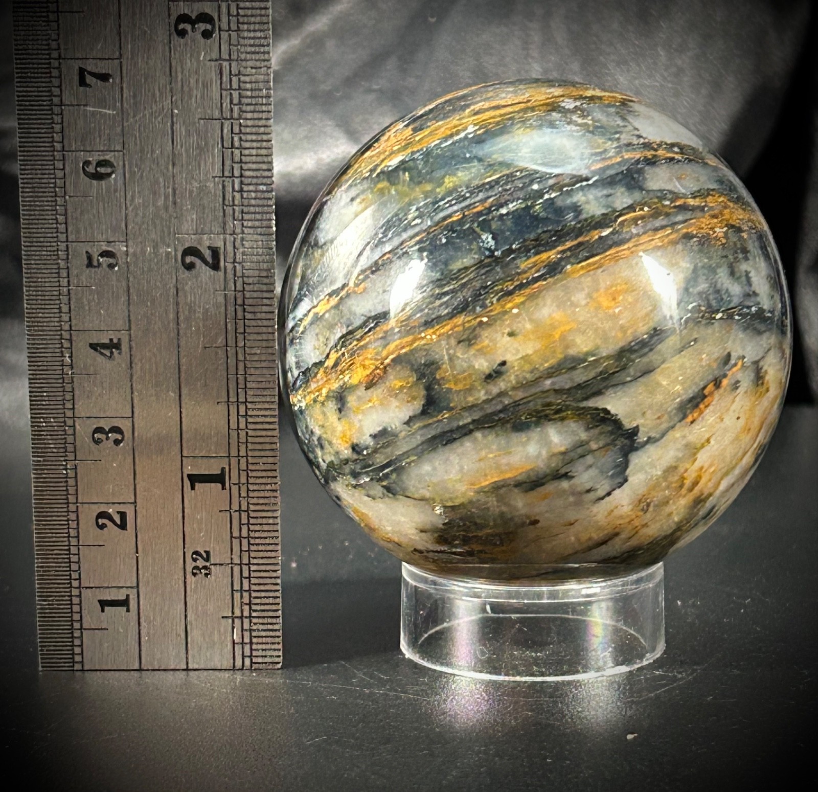 2.36″ Pietersite Sphere with Acrylic Stand 10.7oz. (302 grams)
