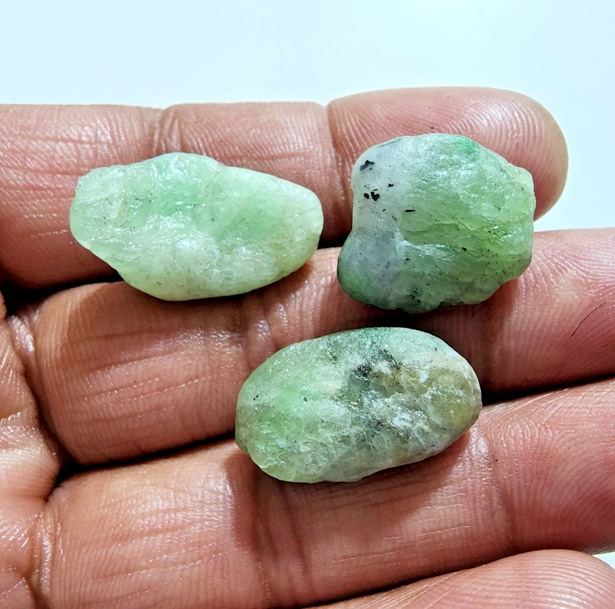 3 Pcs Top Tsavorite Garnet Rough 23-18mm Green Untreated Crystal Jewelry Making