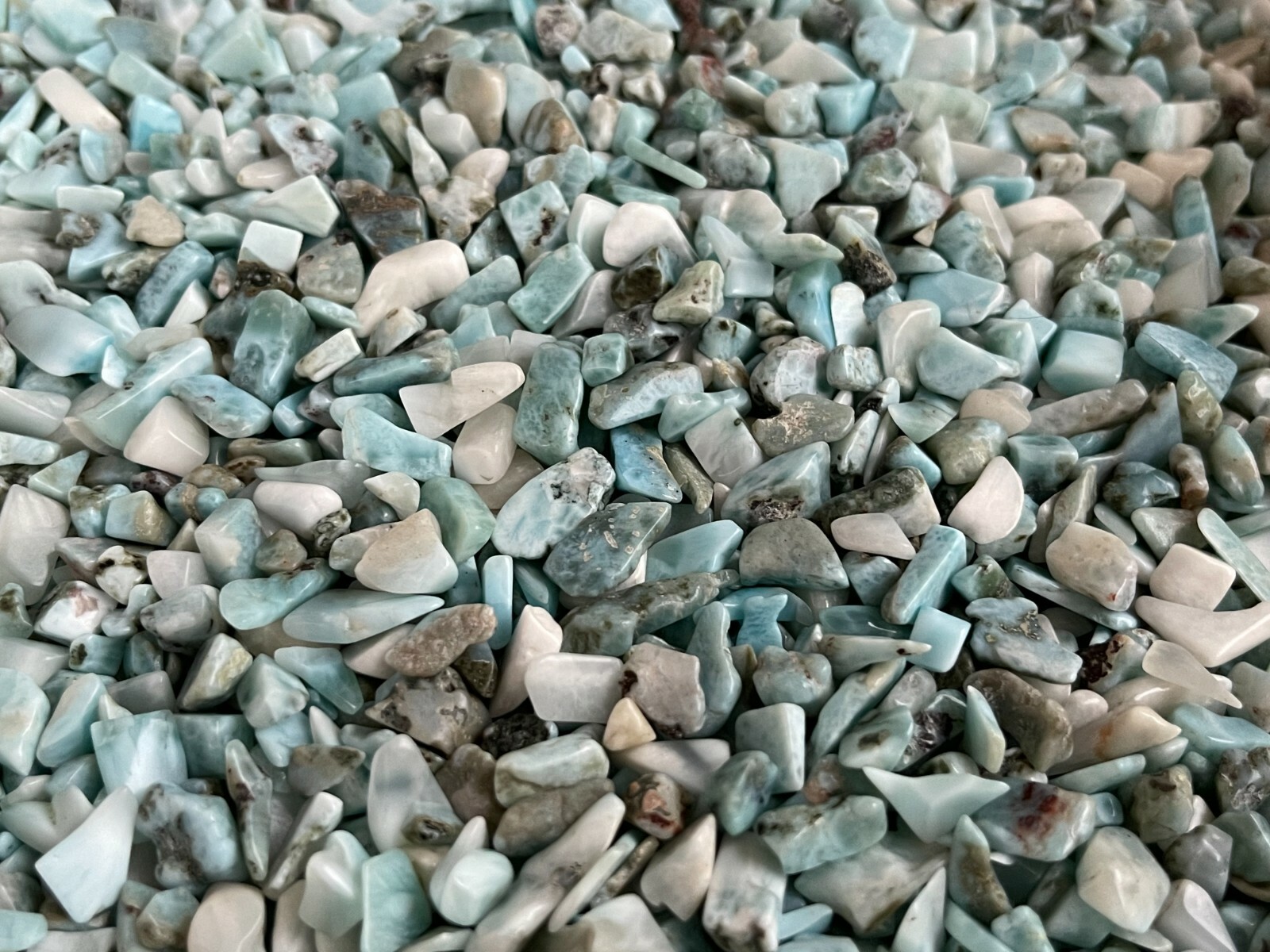 Grade A++ Larimar Semi Tumbled Gemstone Mini Chips 5 -12mm, Wholesale Bulk Lot