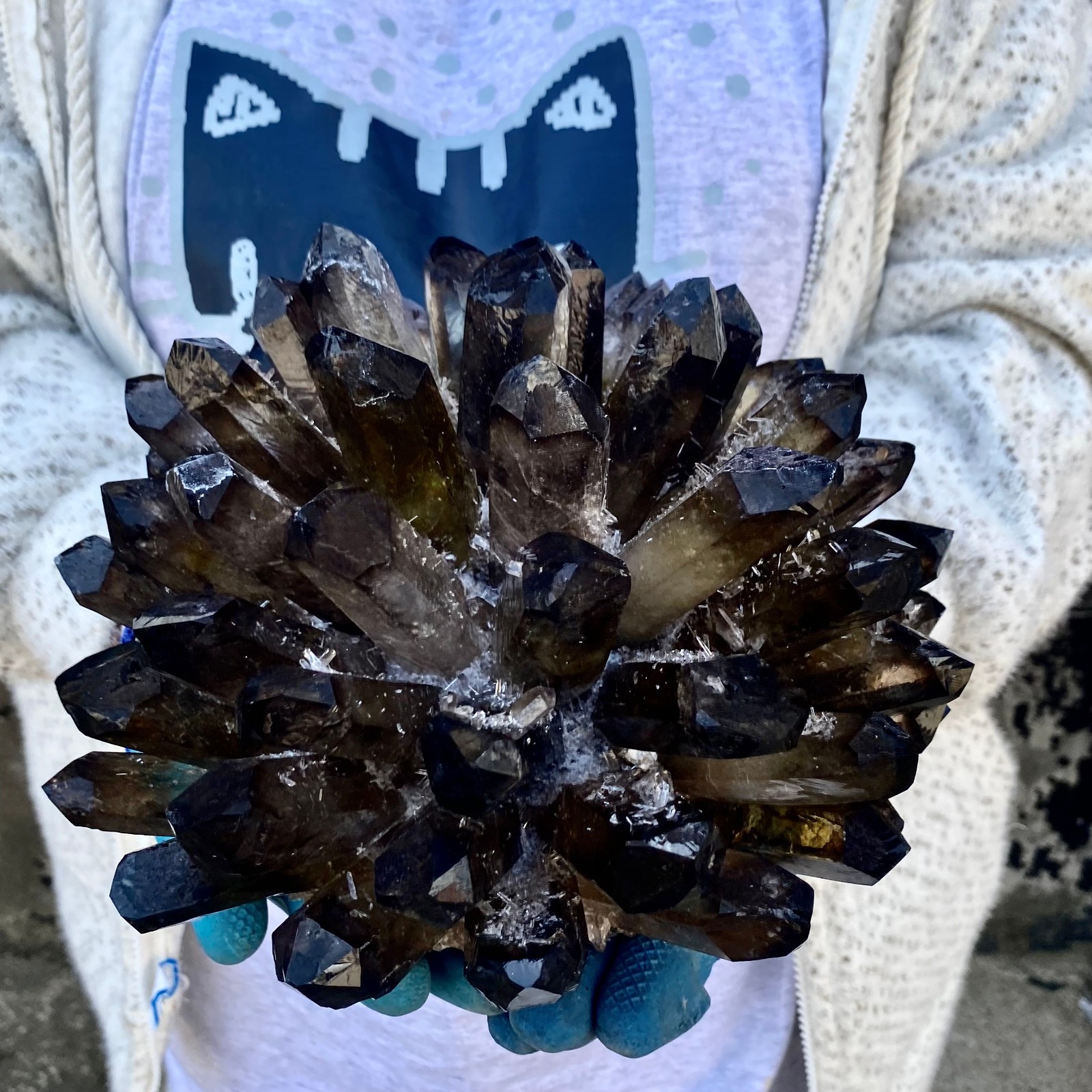 12G New Find black Phantom Quartz Crystal Cluster Mineral Specimen Healing