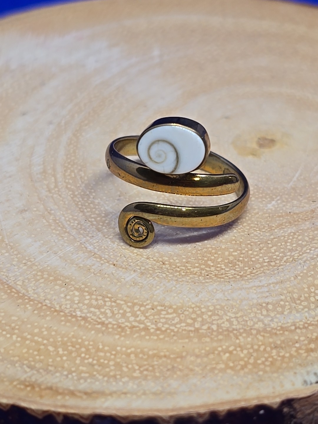 Shiva Eye Wrap Ring Adjustable Gold Brass