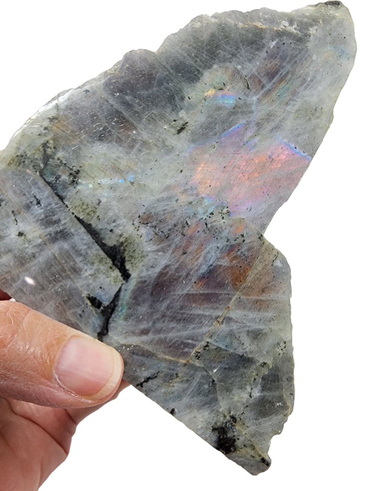 Rainbow Labradorite Polished Face Madagascar 1lb 1.3oz.