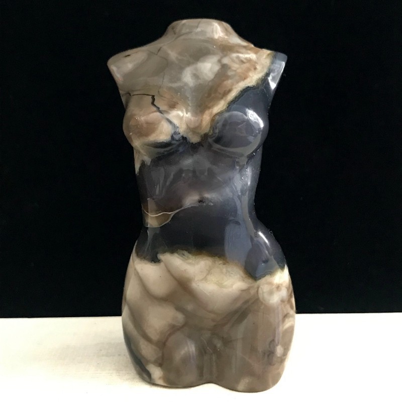 290G Natural Volcanic agate Crystal Hand Carved female model Healing Reiki