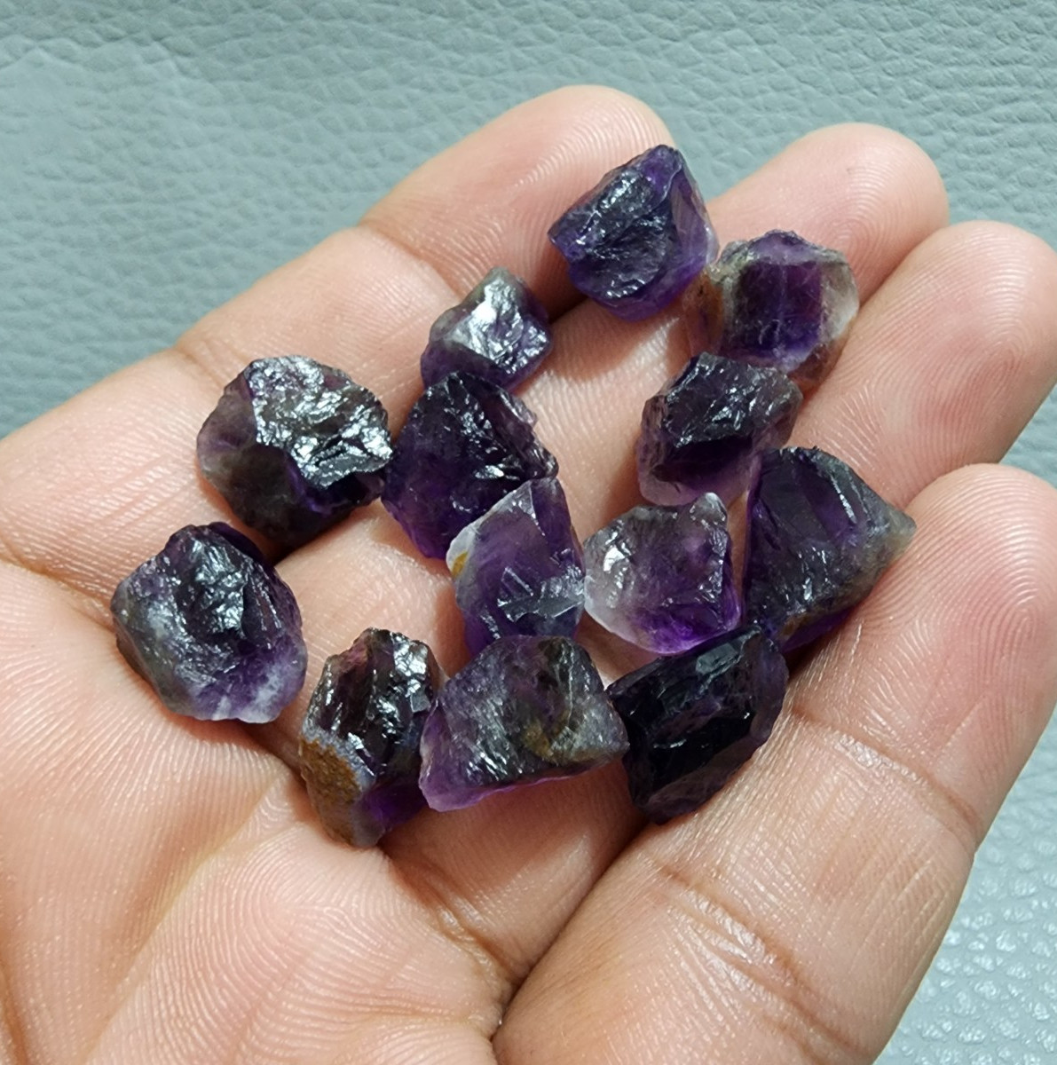 12 Pcs Glowing A+ Purple Amethyst Rough Gemstone Raw Size 13-15 MM Crystal Rough