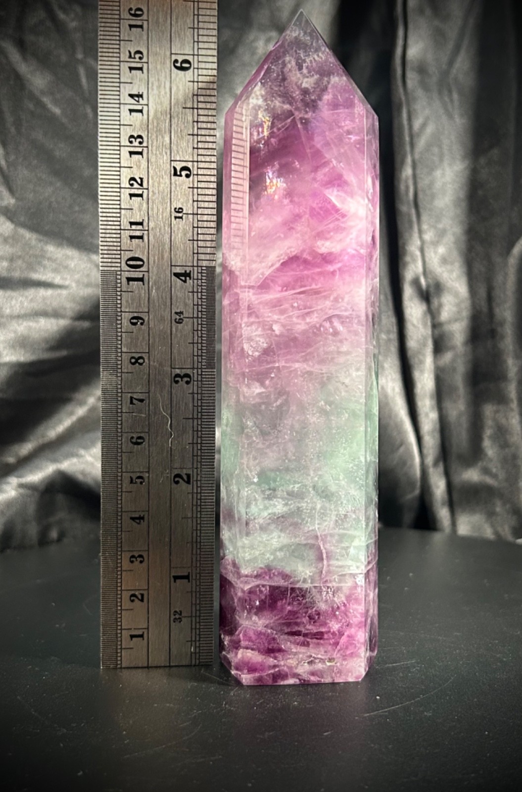 6.5″ Colorful Rainbow Fluorite Tower 1lb 4.1oz (570 grams)