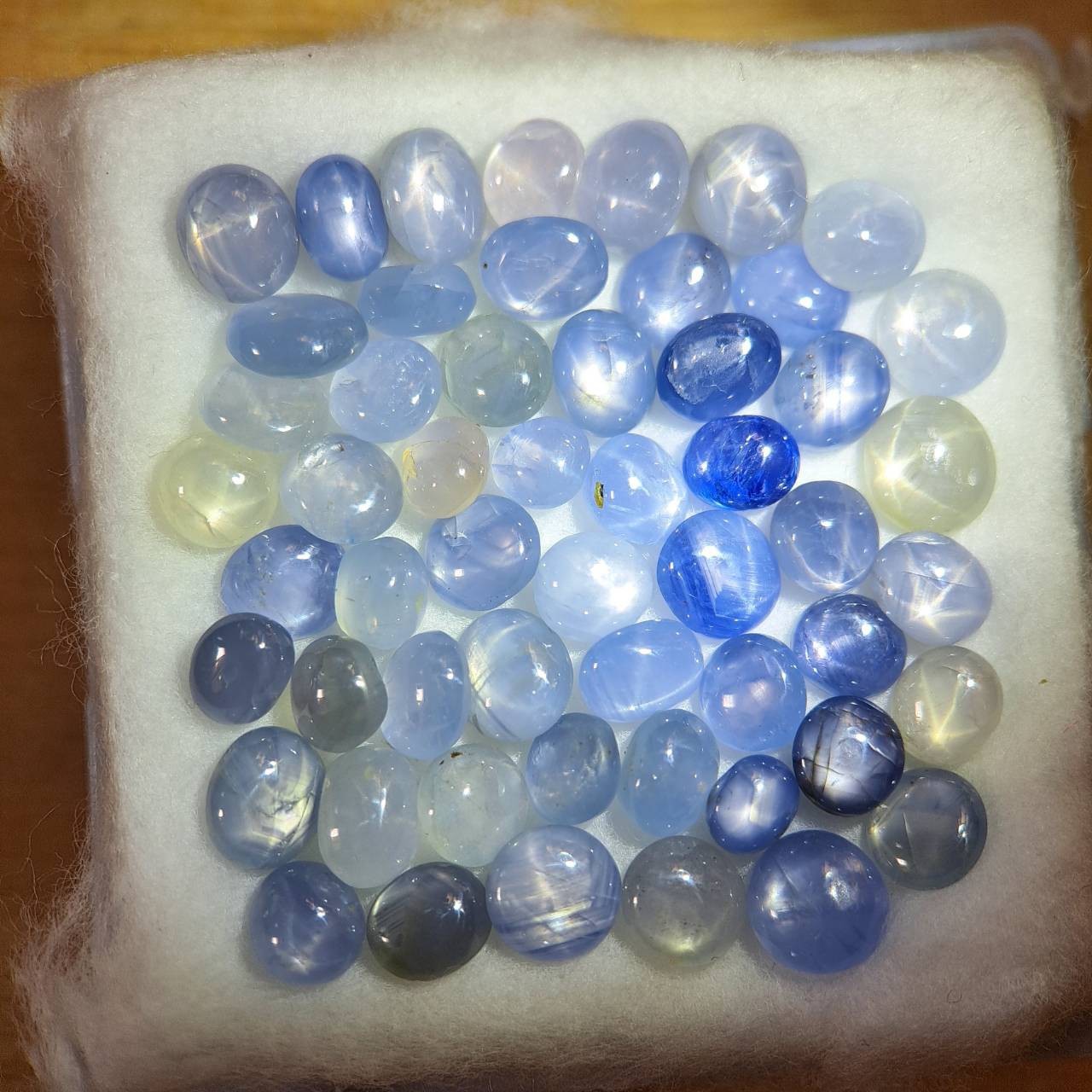 Natural Burmese Star Sapphire Mogok Lot 54pcs Blue Cabochon 55ct