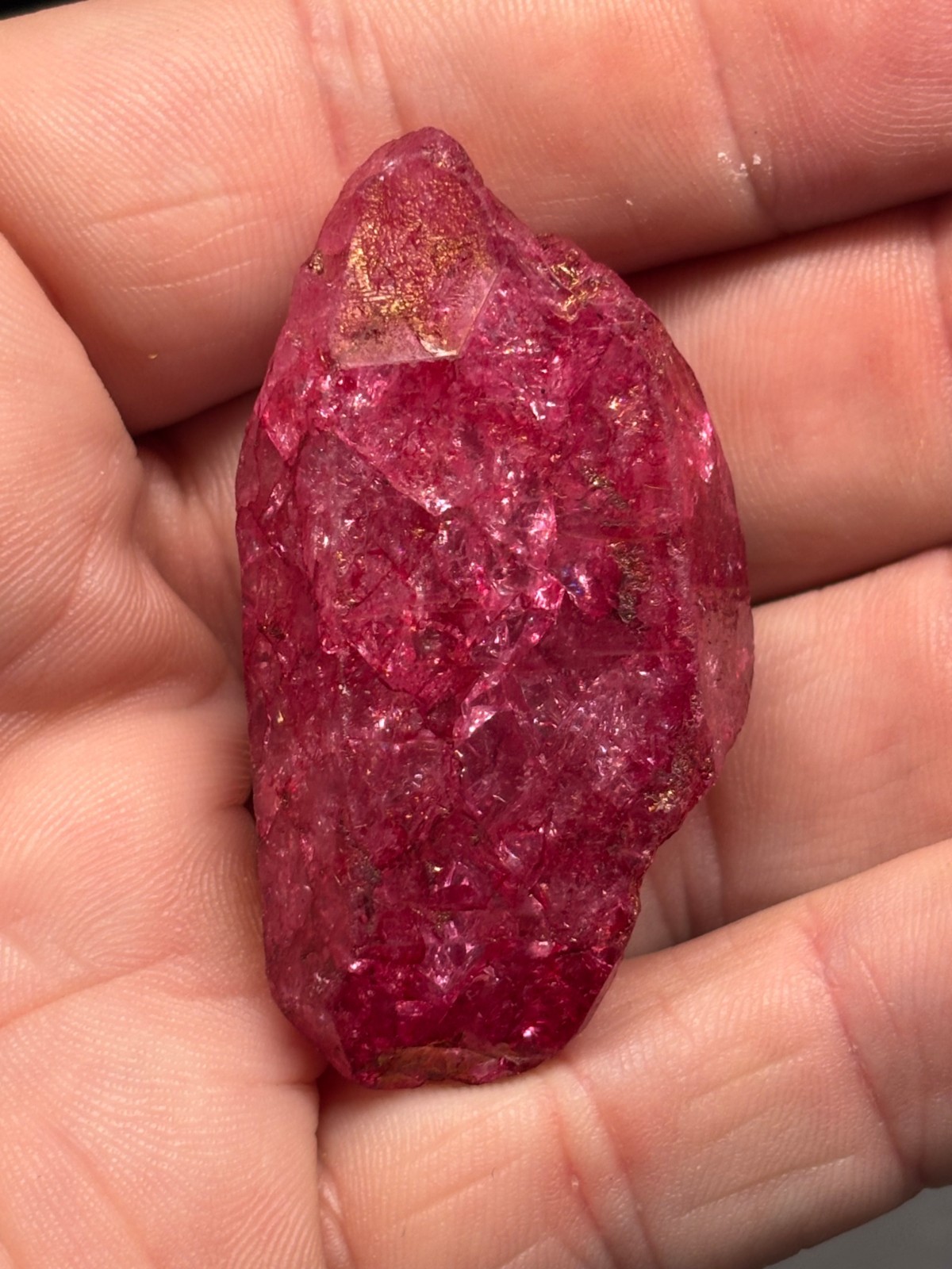 Dyed fractured Quartz crystal RUBY CORUNDUM ?? Wicca Pagan Mystic OCCULT