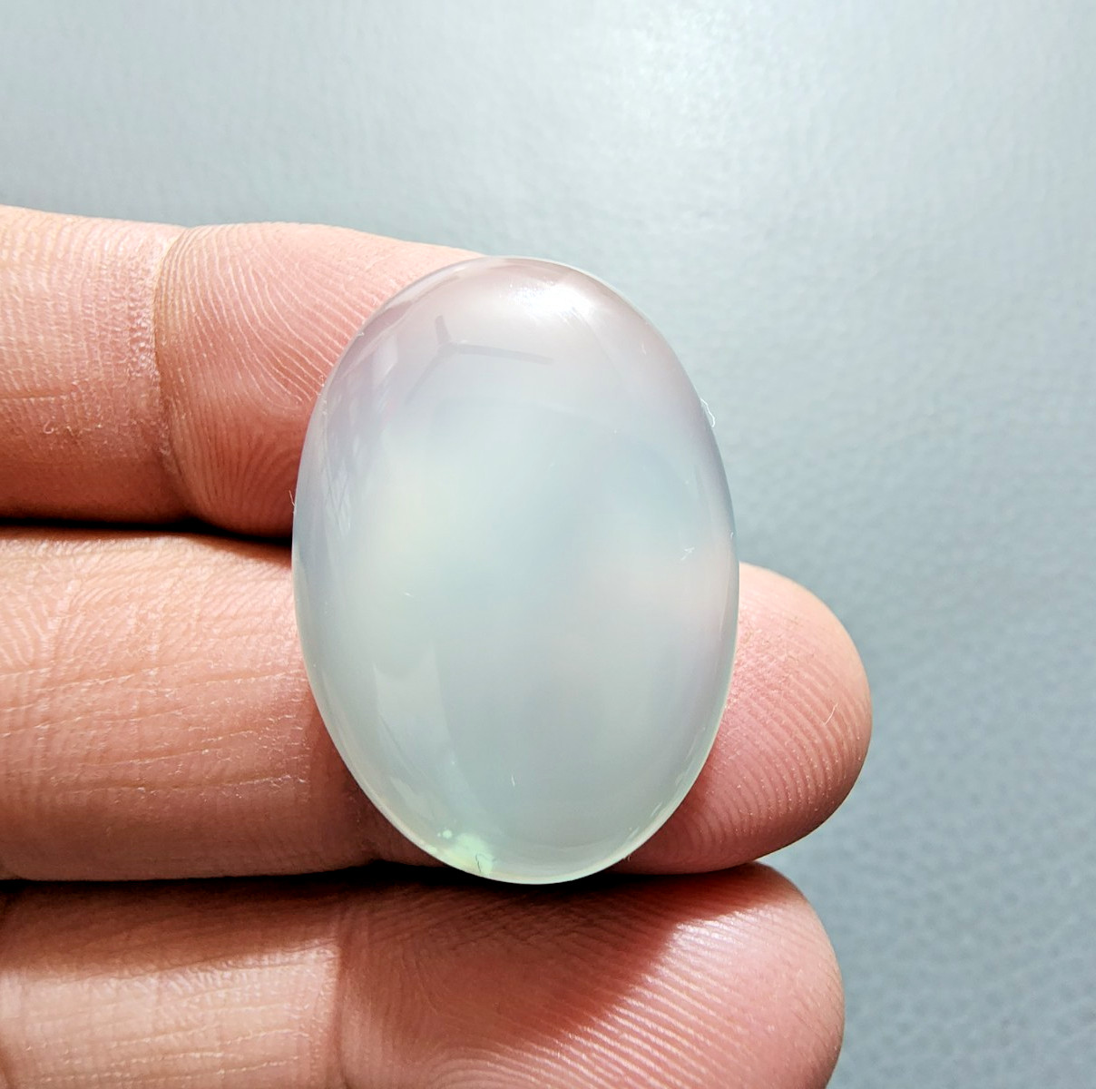 24 Crt Beautiful Sky-Blue Chalcedony Oval Cabochon High Polish Loose Gemstone