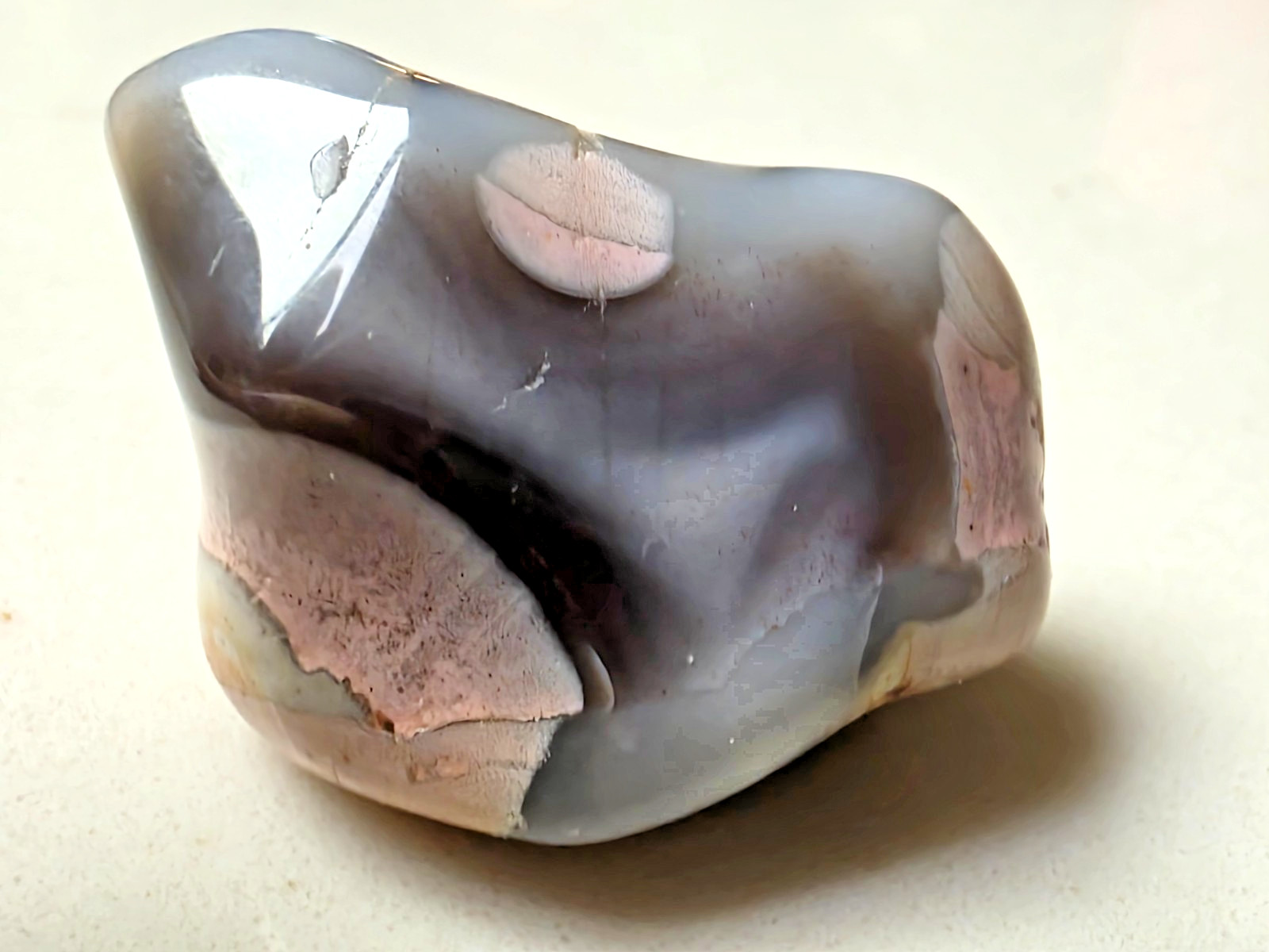 POLISHED BEAUTIFUL BOTSWANA AGATE, Pink and Dark Gray AGATE MUST SEE