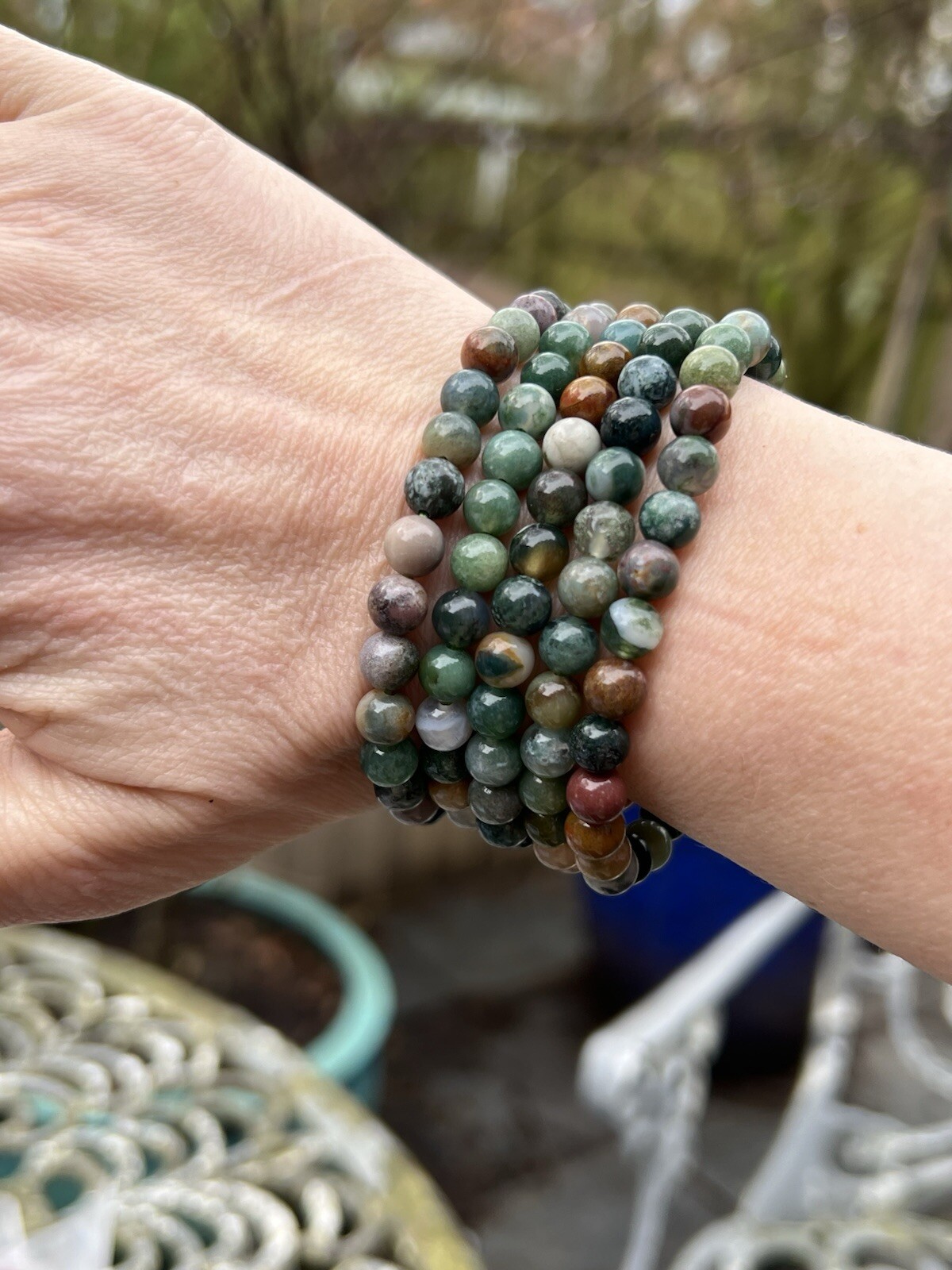 Ocean Jasper Crystal Beaded Bracelet 6mm