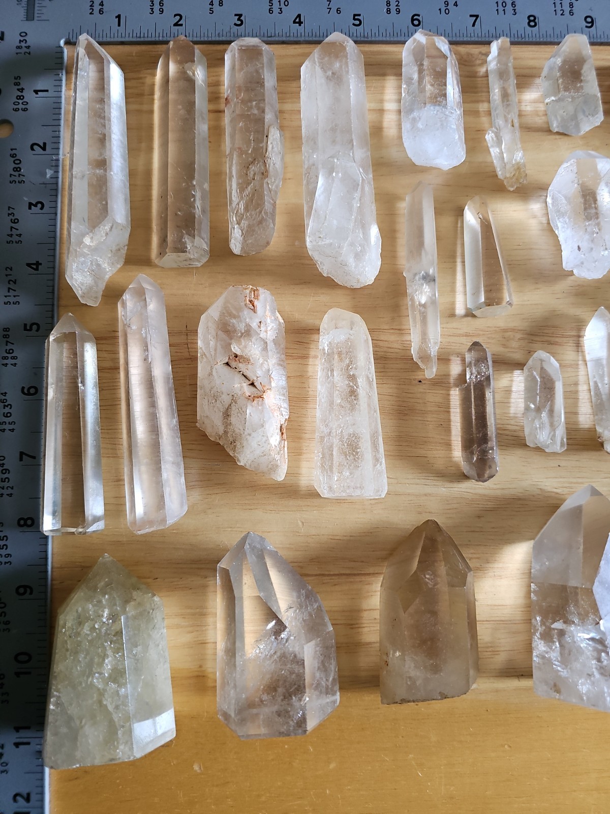 Lot Of 37 Clear & Smoky Quartz Crystals Mixed Different Shapes Sizes Big & Small