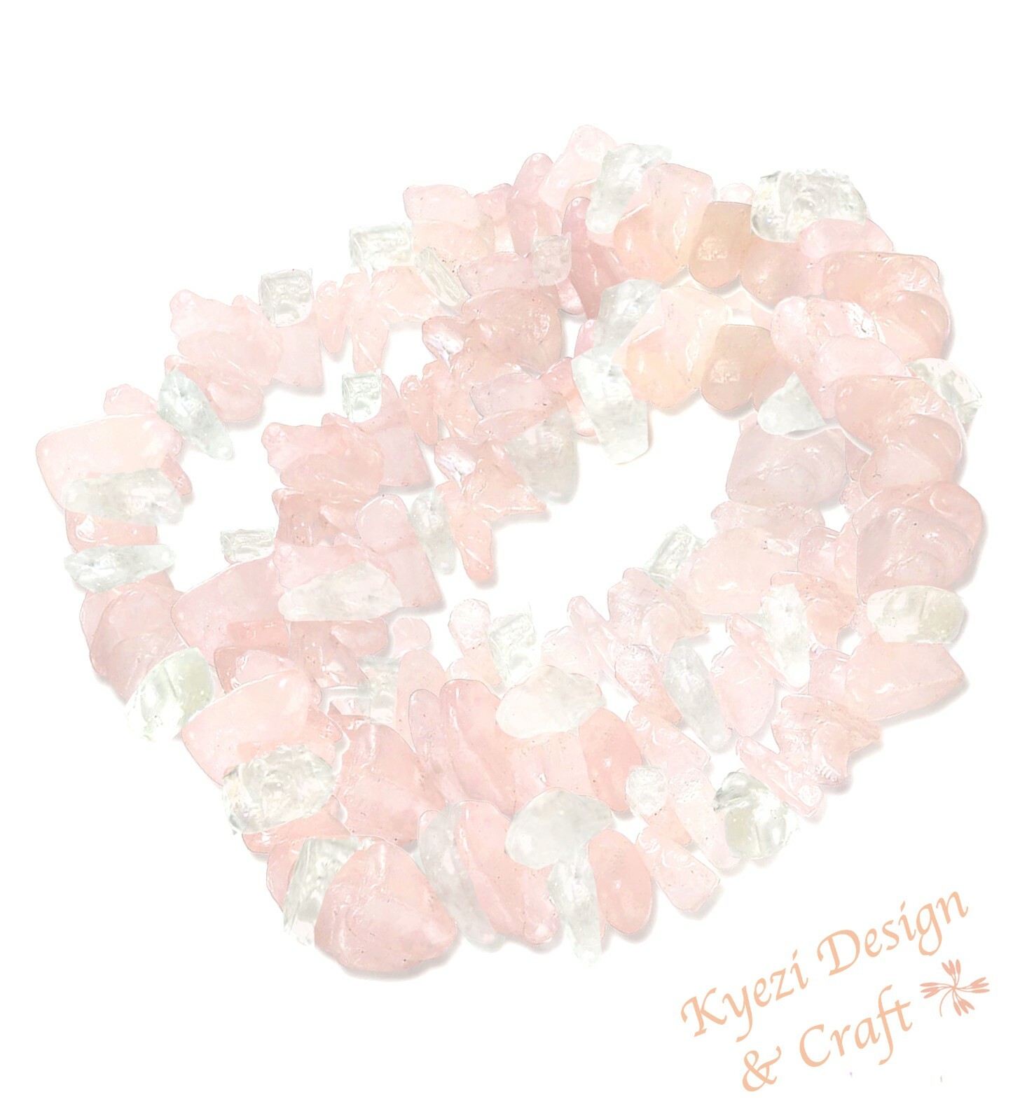 Rose Quartz and Clear Quartz Natural Crystal Gemstone Stretchy Jewelry Bracelet
