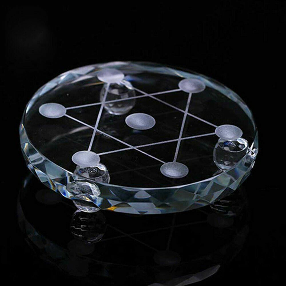 Asian Clear Polished Star Array Plate Quartz Crystal Healing Balls Sphere Stand