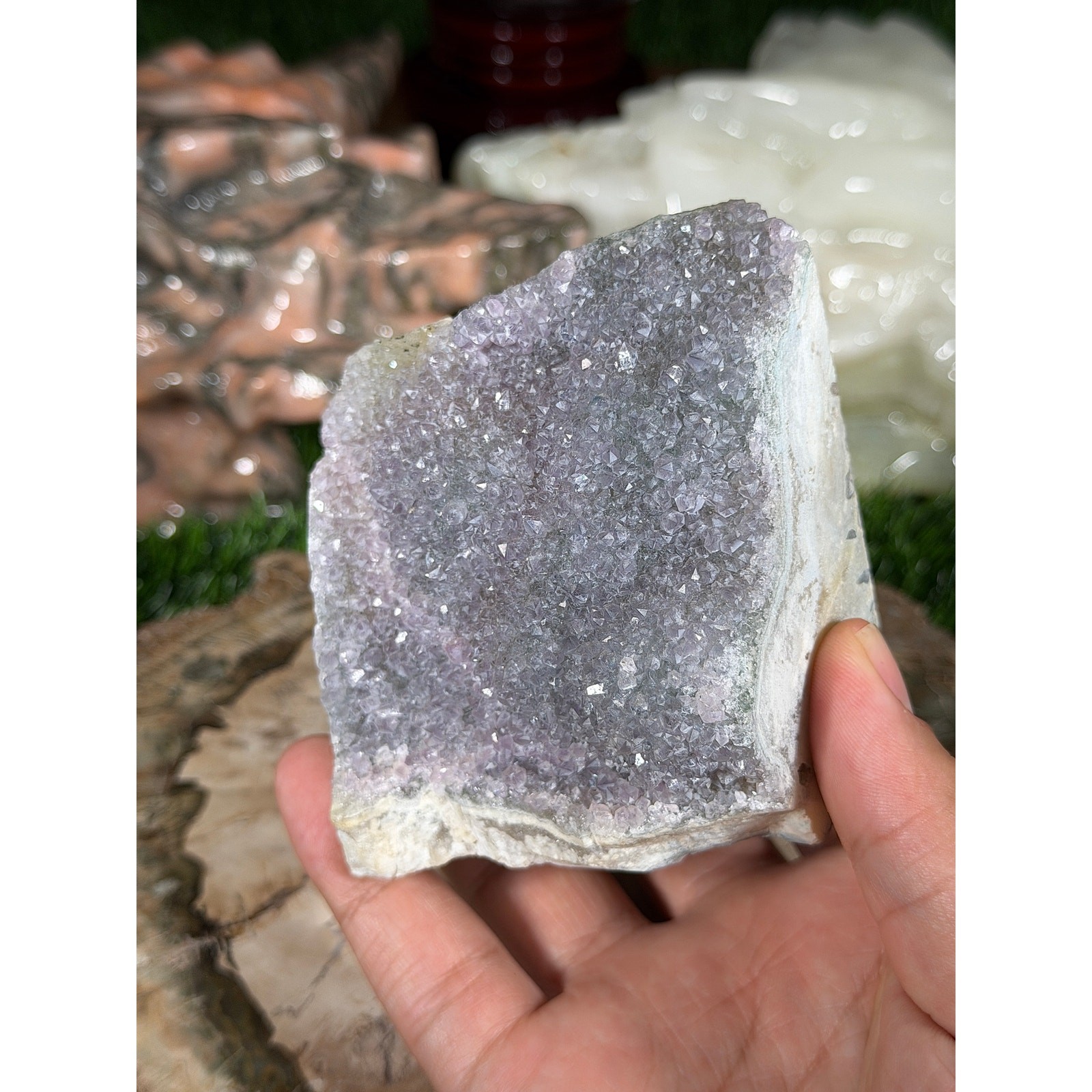 Light Purple Brazilian Amethyst Crystal Geode, 3 in,1 lb 7.3 oz