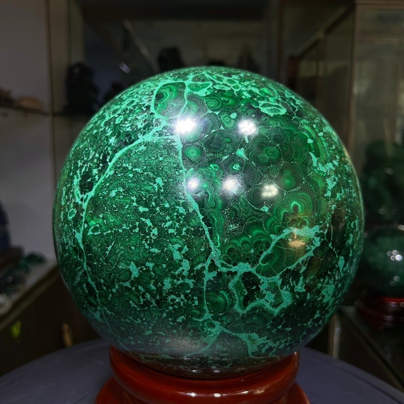 26LB Natural malachite ball quartz crystal energy ball reiki healing