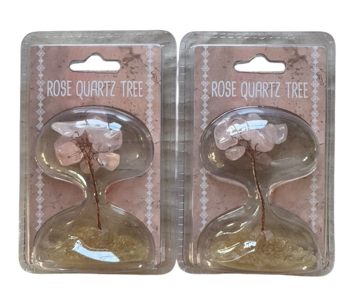 Lot of 2 Rose Quartz 3″ Mini Trees