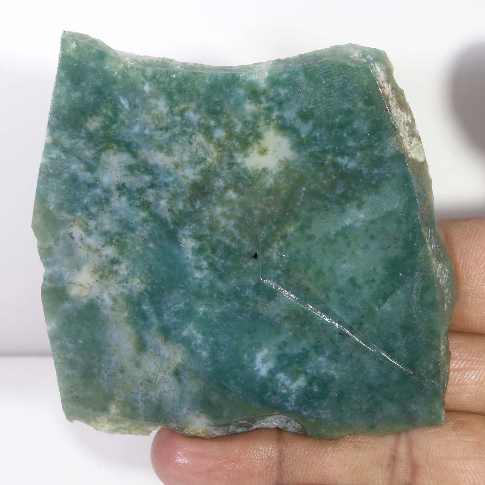 Seaweed Green Moss Agate Slice Slab Rough Natural Gemstone Loose 280.80 Cts