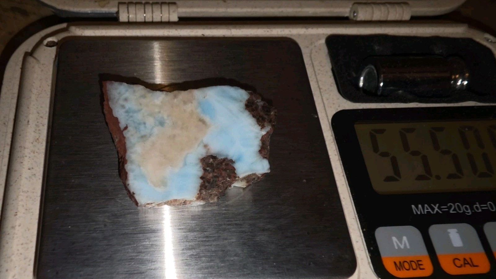 55.5ct Larimar Slice, Rough Gemstone, Dominican Republic, B Grade