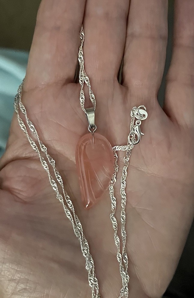 Sterling Silver. Rose Quartz Angel Wing , Love Compassionate Emotional Healing .