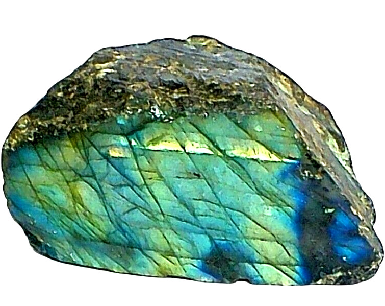 Natural Labradorite Crystal Specimen Polished Flash Iridescent Blue Green Rough